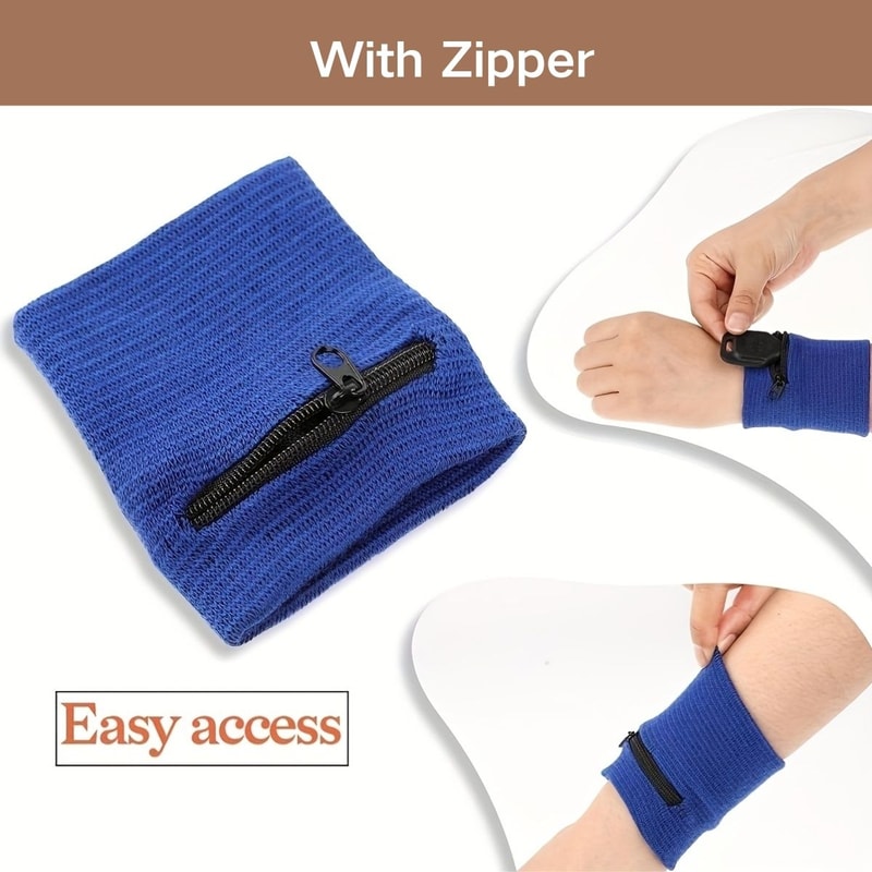 Pro Zippered Wrist Wallet Sweatband Lightweight Sports Pouch for Essentials