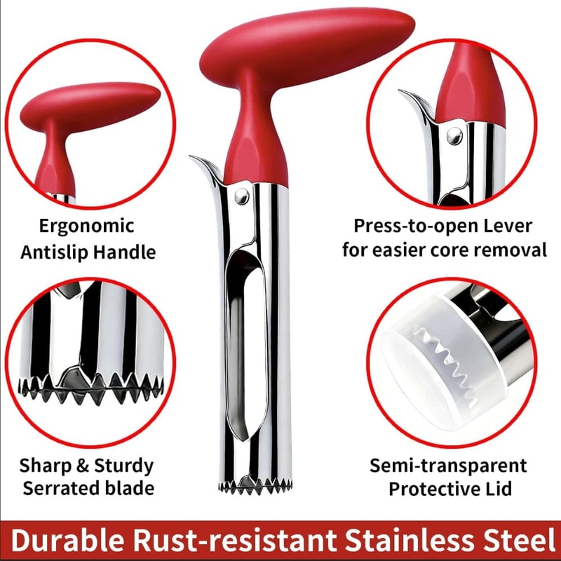 Premium Stainless Steel Apple Corer Tool with Ergonomic Grip