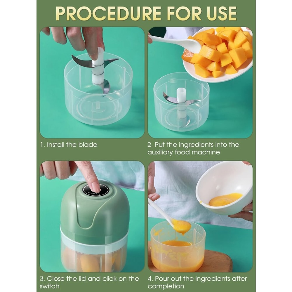 Mini Electric Garlic Chopper Portable Food Processor 1