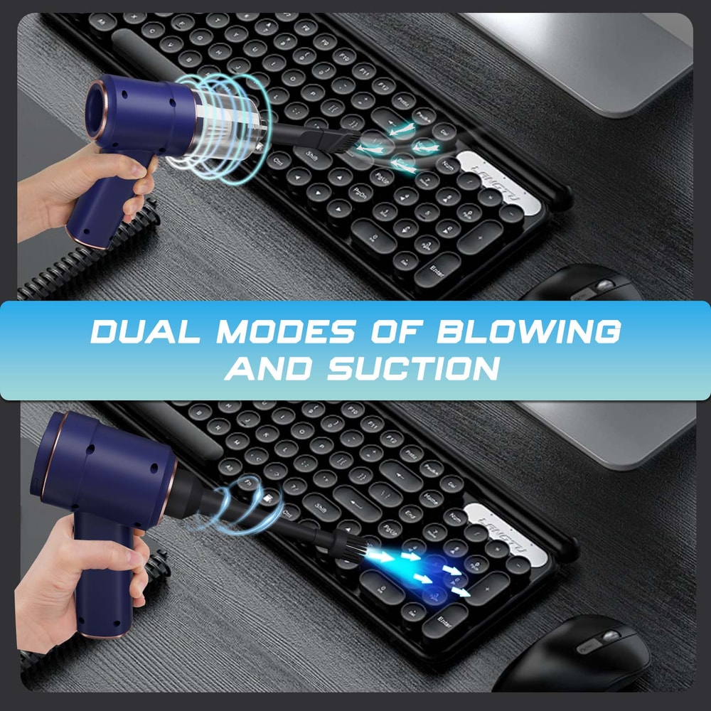 Electric Air Duster & Handheld Vacuum Cordless Computer Cleaning Kit for PC & Car