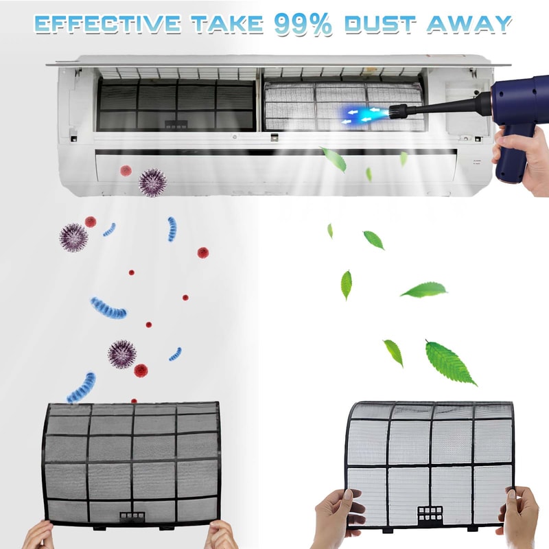 Electric Air Duster & Handheld Vacuum Cordless Computer Cleaning Kit for PC & Car