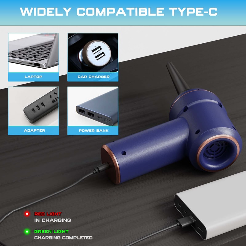 Electric Air Duster & Handheld Vacuum Cordless Computer Cleaning Kit for PC & Car