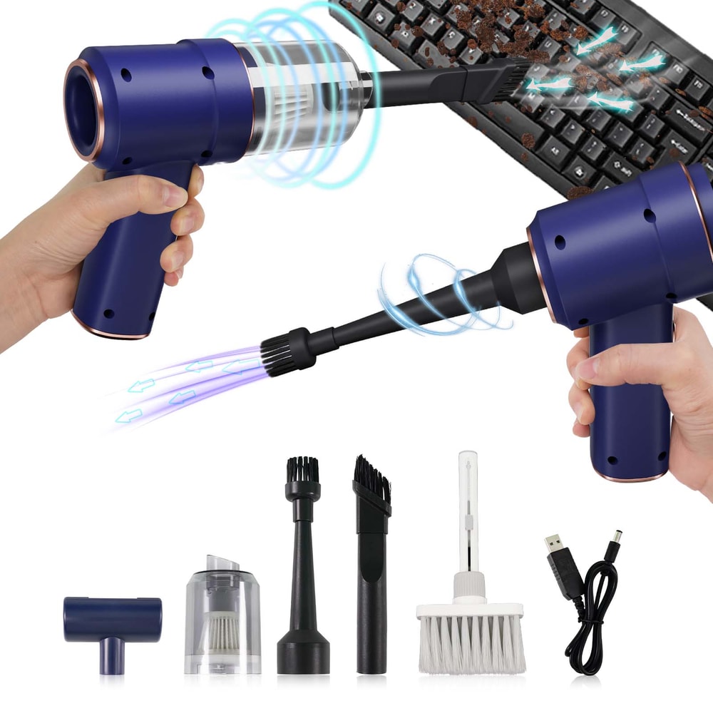 Electric Air Duster & Handheld Vacuum Cordless Computer Cleaning Kit for PC & Car