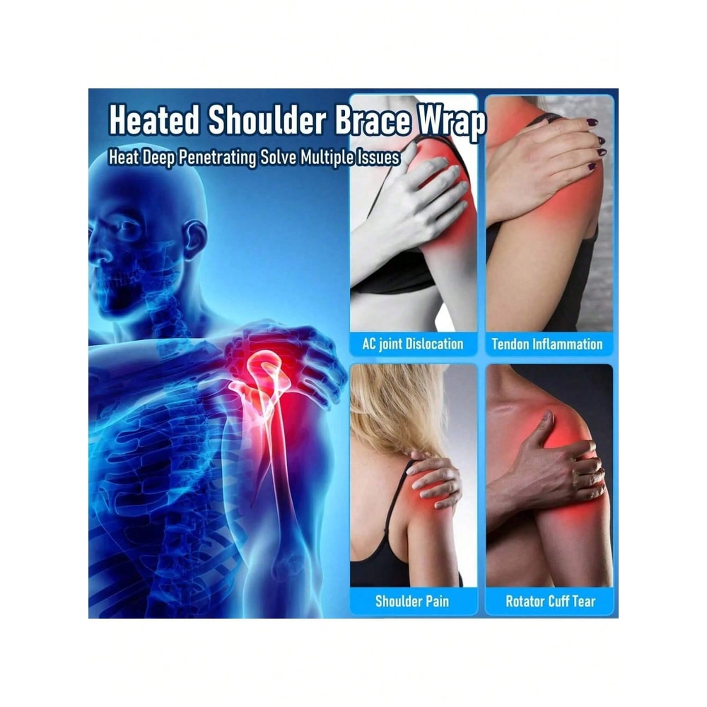 Heated Shoulder Wrap With Vibration Electric Shoulder Massager For Shoulder Pain Relief Recovery 2