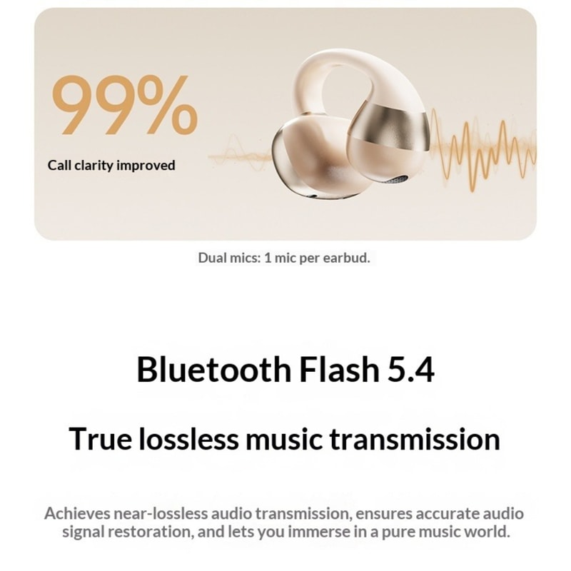 Ergonomic Open Ear Clip Headphones Hi Fi Wireless Bluetooth Earbuds