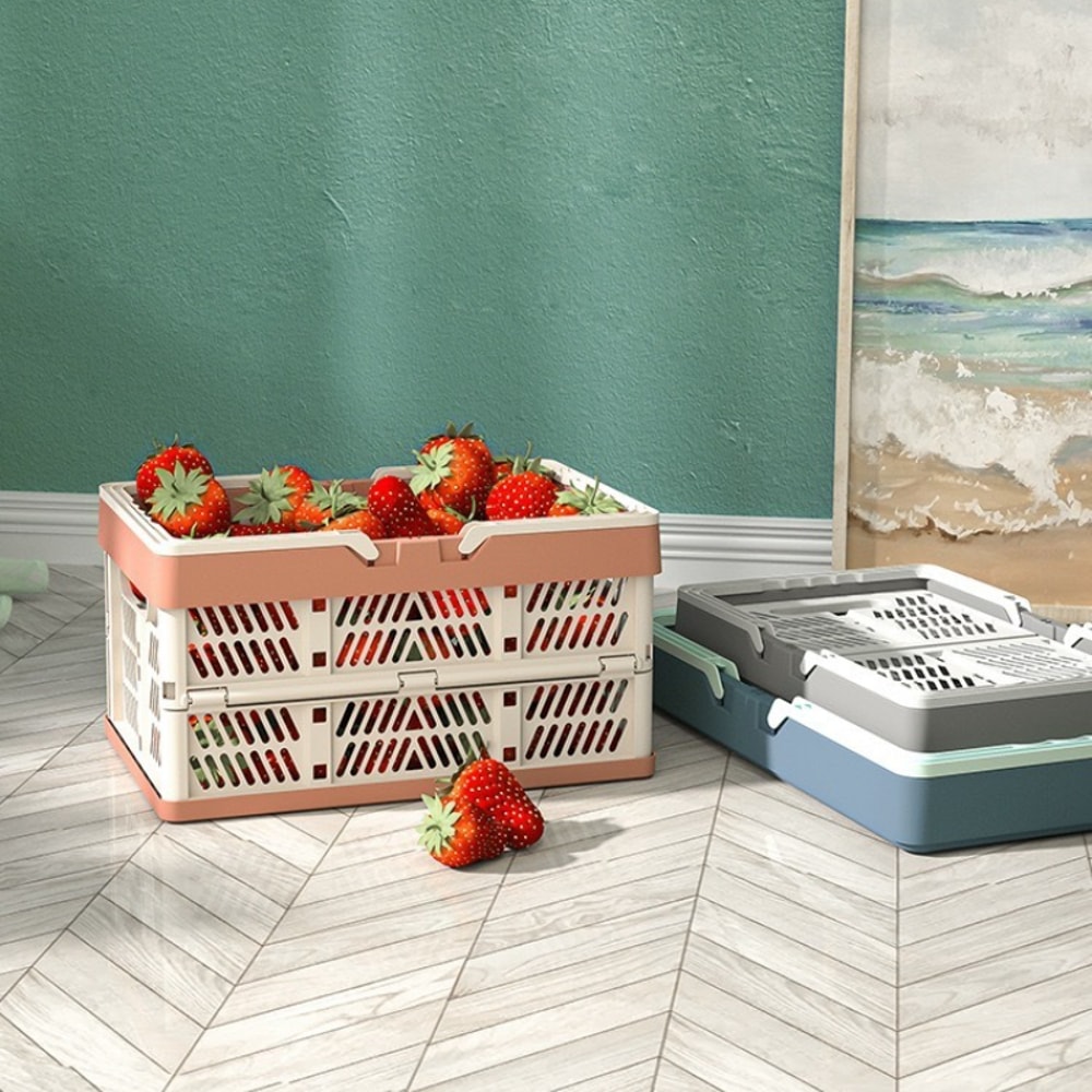 Foldable Picnic Basket & Collapsible Shopping Tote for Multi Purpose Home Storage