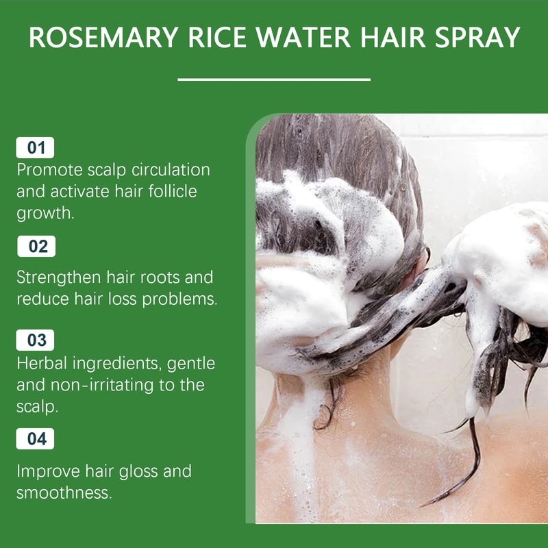 Rice Water Hair Growth Spray for Scalp Hydration Thickness & Strengthening Mist