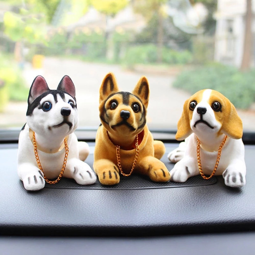 Shake Head Dog Ornament For Car Husky Beagle St Bernard Car Dashboard Decoration 0