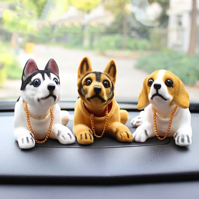 Shake Head Dog Ornament For Car Husky Beagle St Bernard Car Dashboard Decoration 0