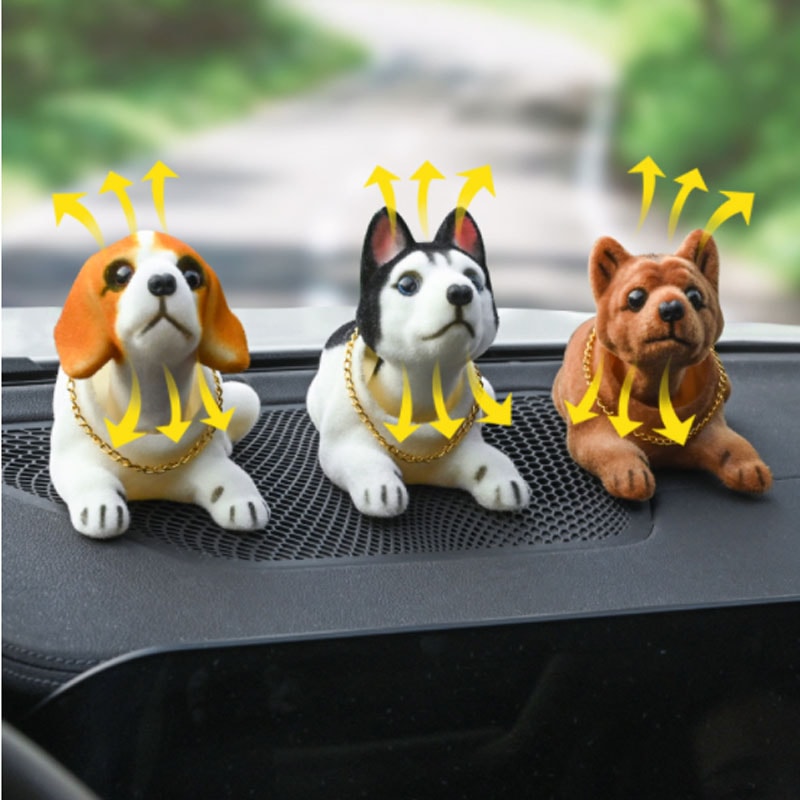 Shake Head Dog Ornament For Car Husky Beagle St Bernard Car Dashboard Decoration 4