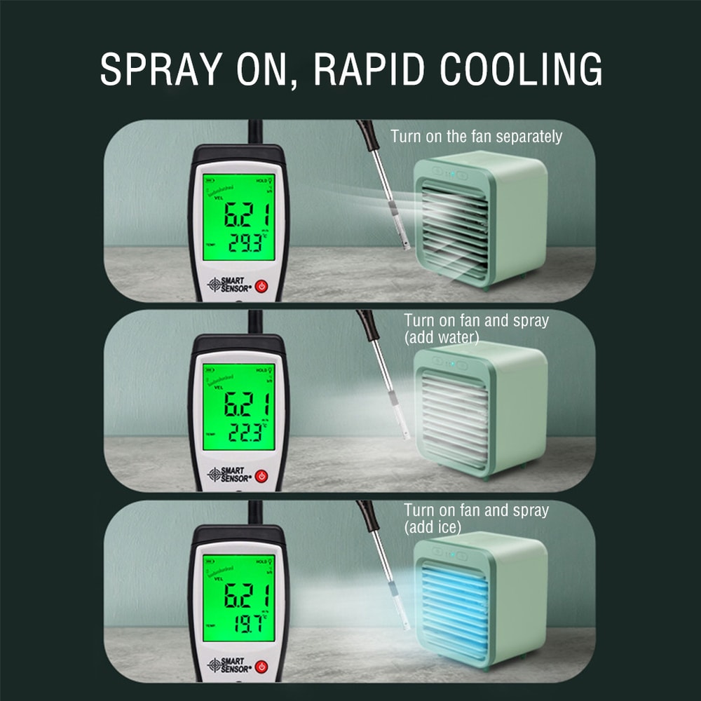 Portable USB Chargeable Mini Air Conditioner Cooling Fan Stay Cool Anywhere with Adjustable Speeds