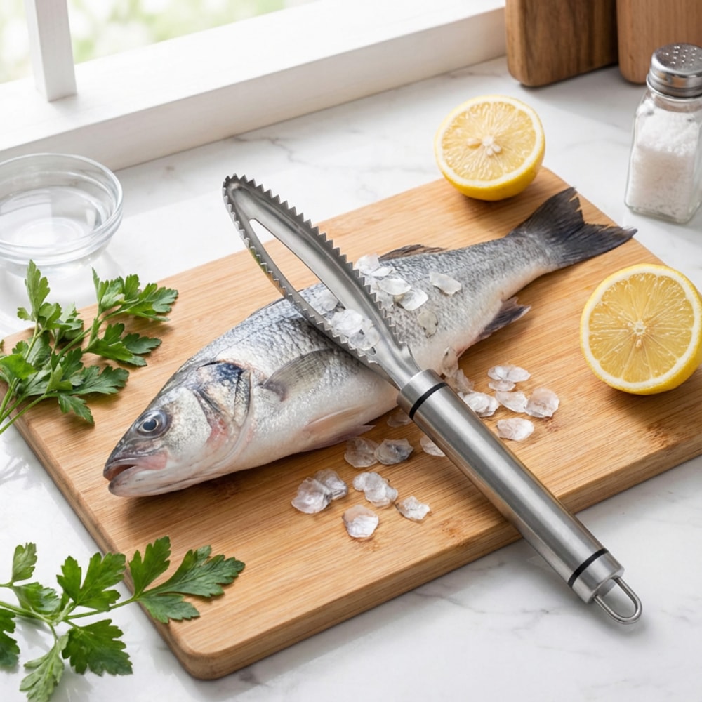 Stainless Steel Fish Scaler Easy Cleaning Tool for Home Cooks & Fishermen