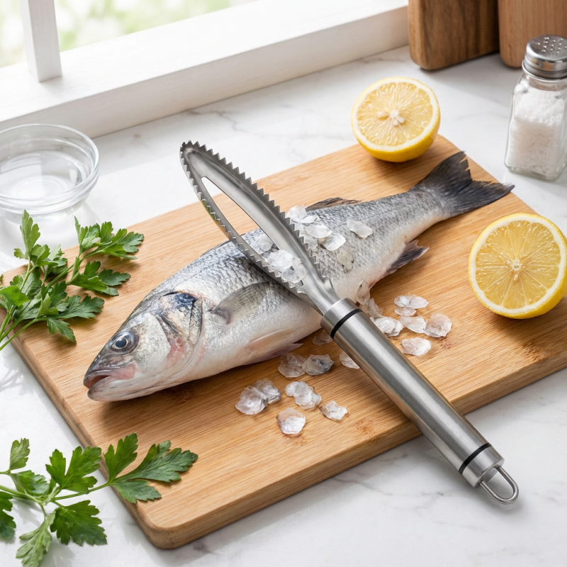 Stainless Steel Fish Scaler Easy Cleaning Tool for Home Cooks & Fishermen