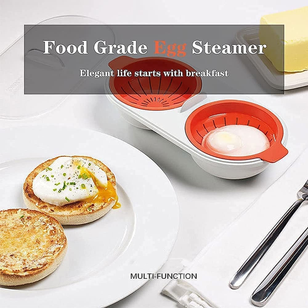 Microwave Egg Poacher Double Egg Boiler Cup Cooker for Quick & Easy Eggs