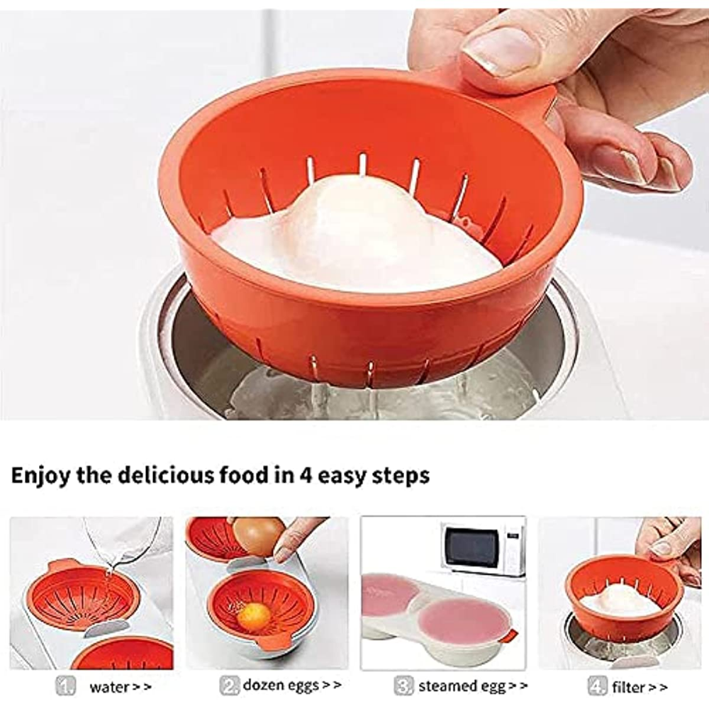 Microwave Egg Poacher Double Egg Boiler Cup Cooker for Quick & Easy Eggs