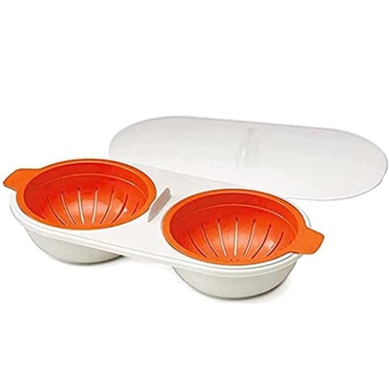 Microwave Egg Poacher Double Egg Boiler Cup Cooker for Quick & Easy Eggs