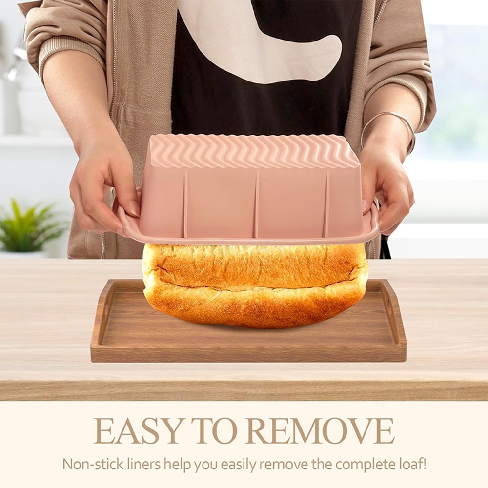 Silicone Loaf Pan Non Stick Bread Mold for Easy Meatloaf and Baking