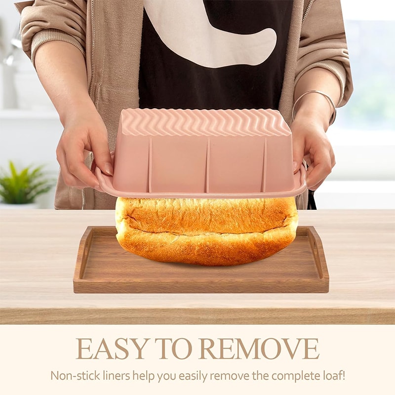 Silicone Loaf Pan Non Stick Bread Mold for Easy Meatloaf and Baking