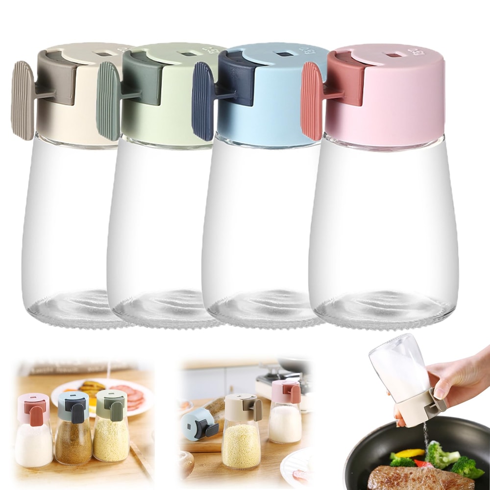 Upgrade Precise Quantitative Push Type Airtight Glass Seasoning Bottle For Salt Condiments 0