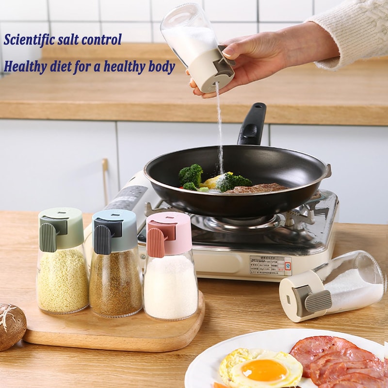 Upgrade Precise Quantitative Push Type Airtight Glass Seasoning Bottle For Salt Condiments 1