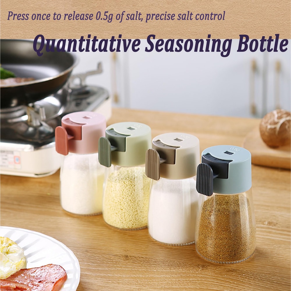 Upgrade Precise Quantitative Push Type Airtight Glass Seasoning Bottle For Salt Condiments 2