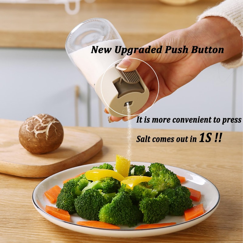 Upgrade Precise Quantitative Push Type Airtight Glass Seasoning Bottle For Salt Condiments 3