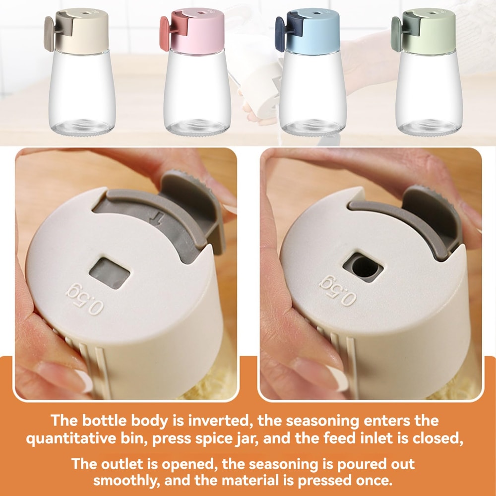 Upgrade Precise Quantitative Push Type Airtight Glass Seasoning Bottle For Salt Condiments 5
