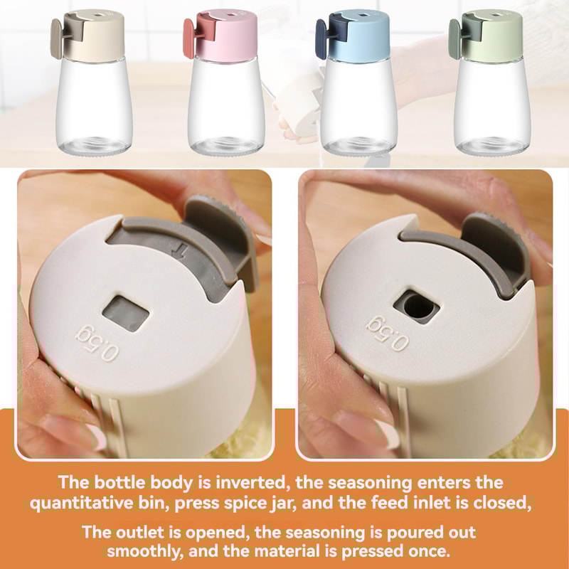 Upgrade Precise Quantitative Push Type Airtight Glass Seasoning Bottle For Salt Condiments 5