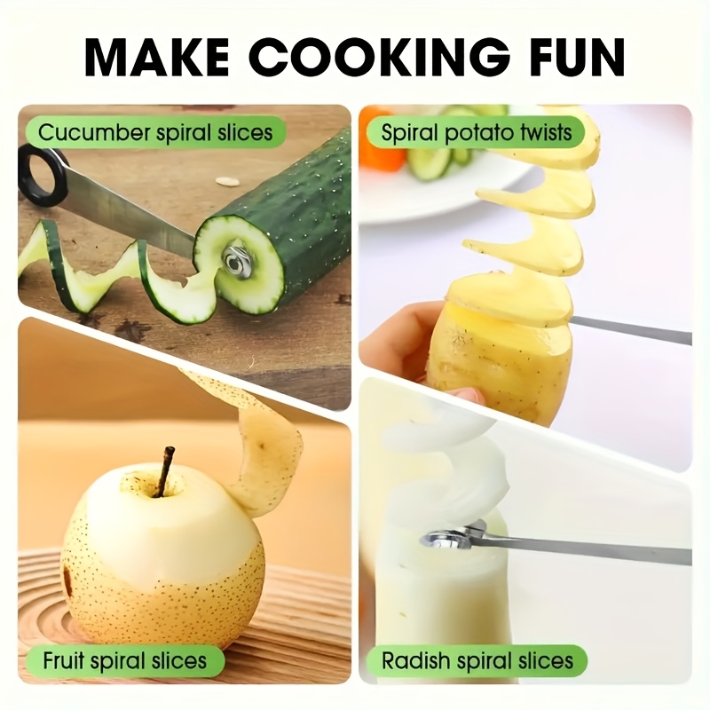 Stainless Steel Handheld Vegetable Spiral Cutter Perfect for Even Slicing of Potatoes Zucchini and More