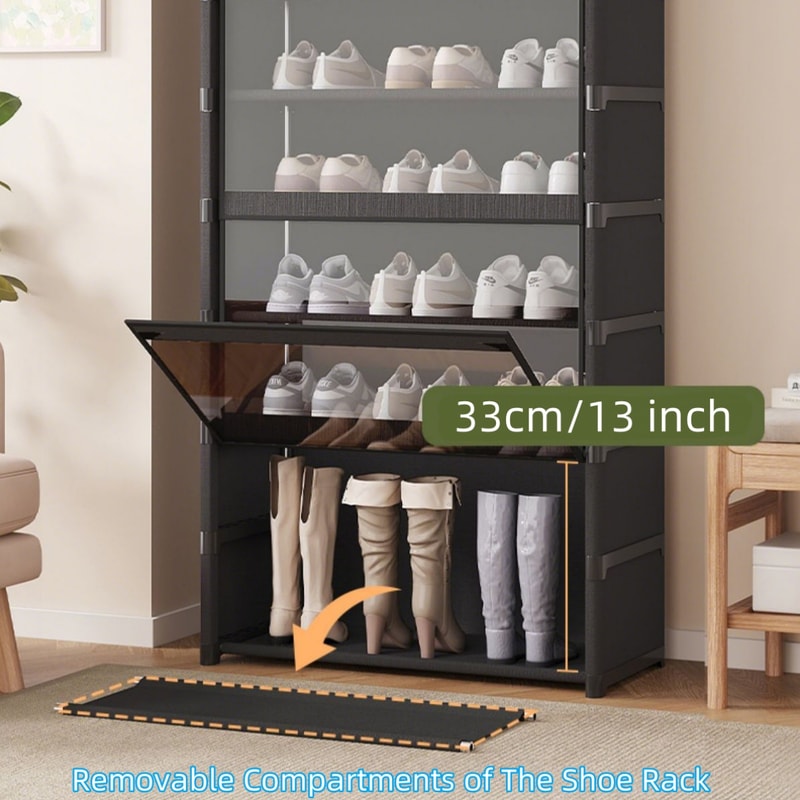 Dustproof Shoe Storage Cabinet With Clear Lid Stackable Space Saving Organizer 2