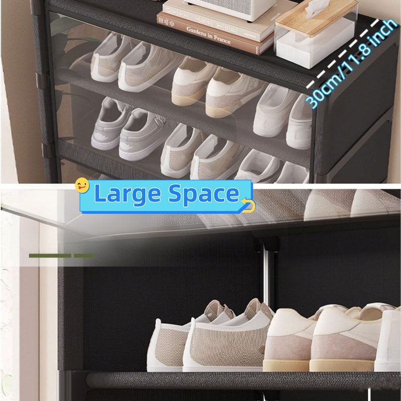 Dustproof Shoe Storage Cabinet With Clear Lid Stackable Space Saving Organizer 4