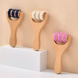 natural wooden massage roller set for deep tissue relief & foot therapy massager