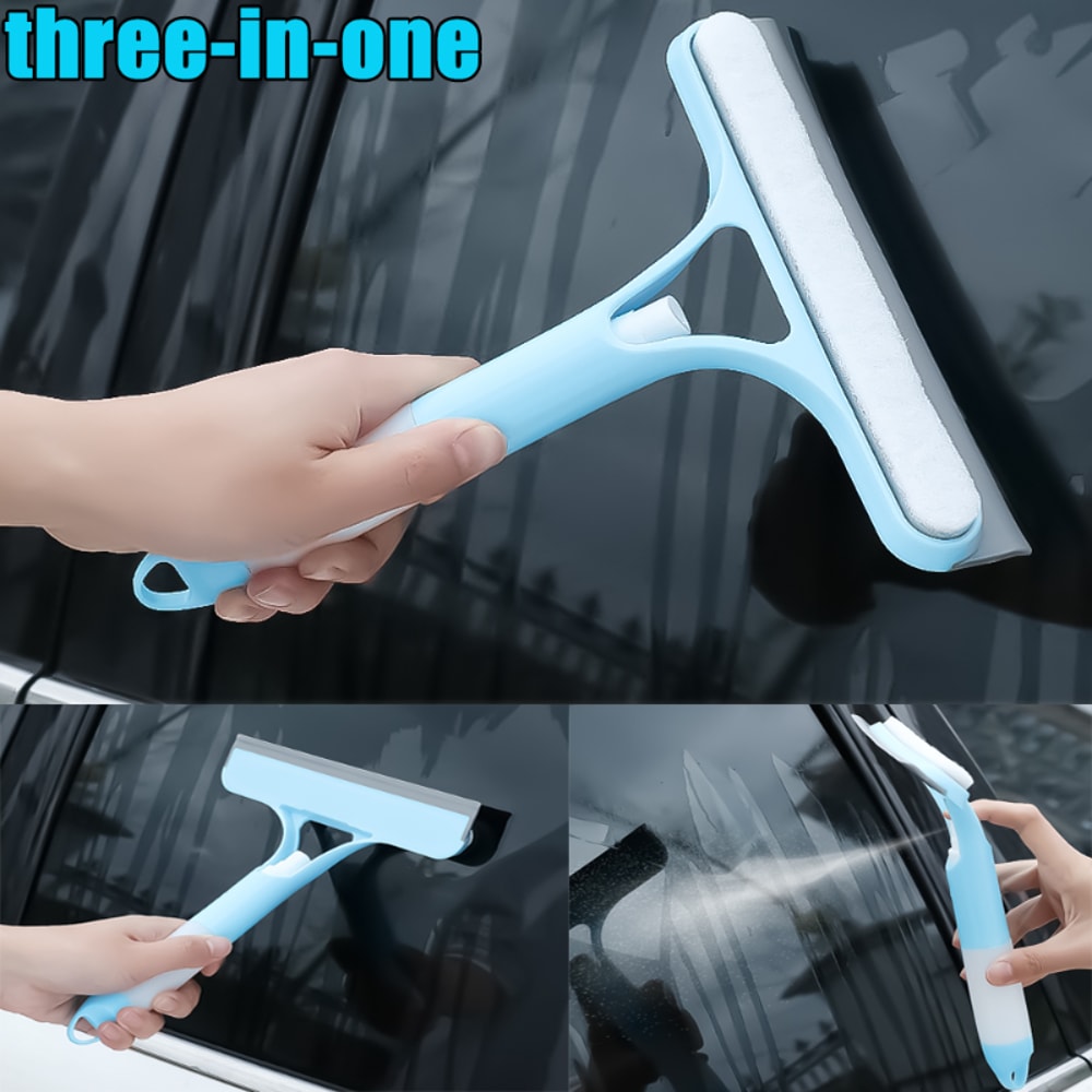 Window Cleaning Tool Glass Wiper With Spray Bottle For Streak Free Shine 1