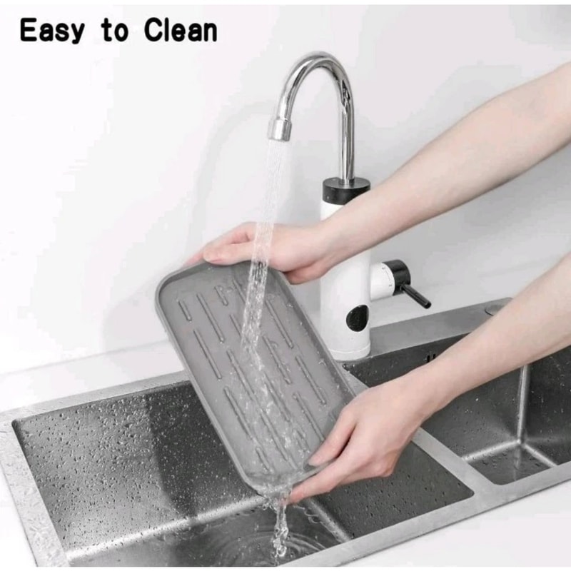 Silicone Drain Tray Sink Organizer for Kitchen and Bathroom Countertop Storage