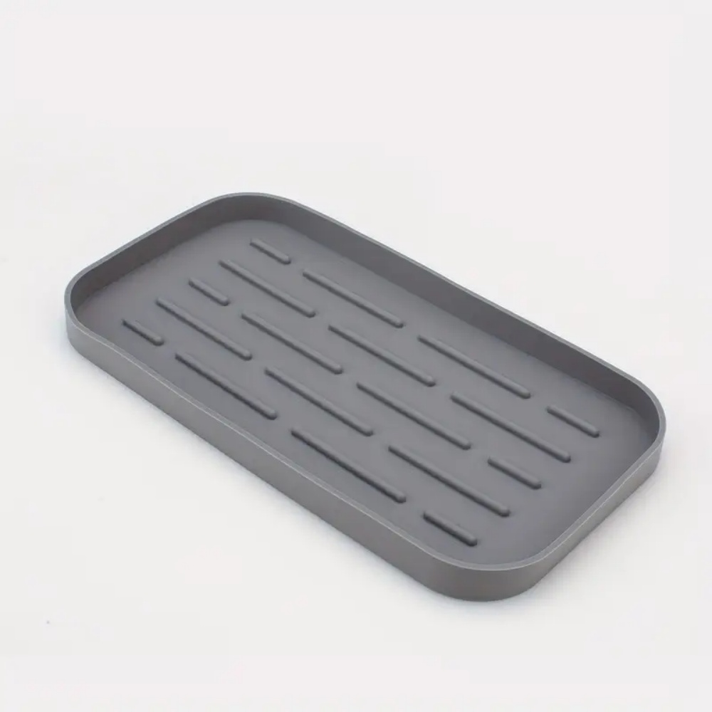 Silicone Drain Tray Sink Organizer for Kitchen and Bathroom Countertop Storage