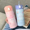 Cute Cartoon Stainless Steel Thermal Water Bottle with Straw Insulated Kids Thermos Cup