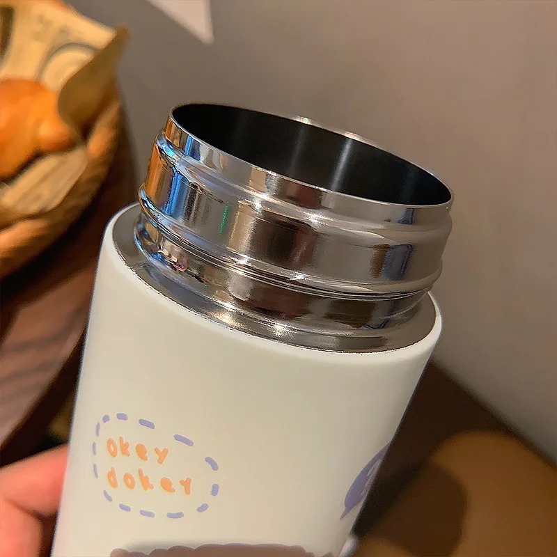 Cute Cartoon Stainless Steel Thermal Water Bottle with Straw Insulated Kids Thermos Cup