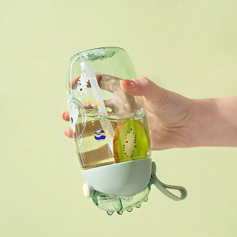 Cartoon Dinosaur Kids Water Bottle with Straw Leakproof Sippy Cup for School & Travel