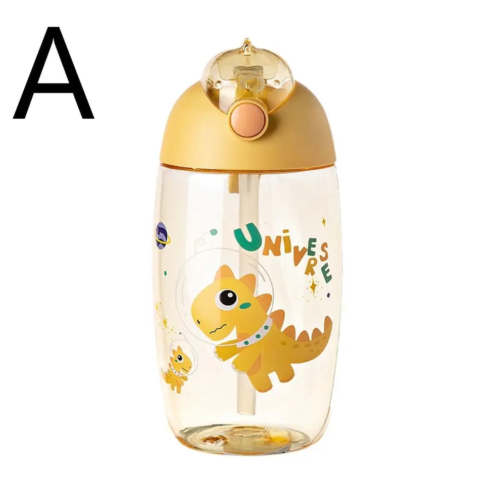 Cartoon Dinosaur Kids Water Bottle with Straw Leakproof Sippy Cup for School & Travel