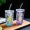 Star Shape Glass Tumbler With Straw Leakproof Lid Cute Iced Coffee Cup 0