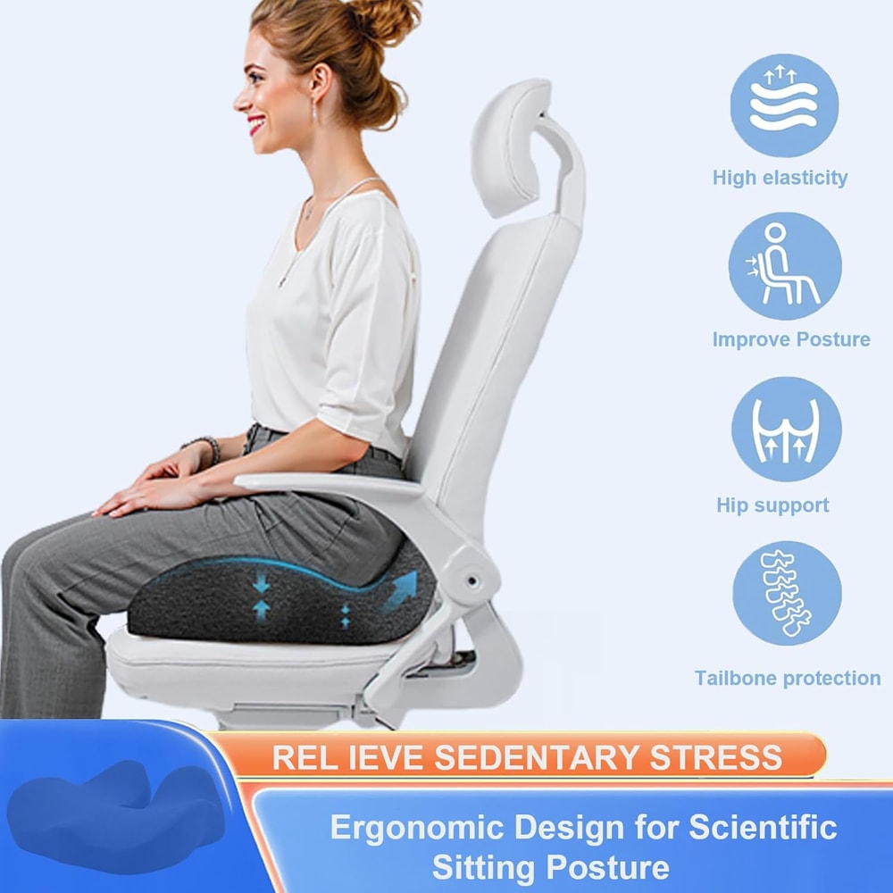 Memory Foam Seat Cushion for Office Chair Coccyx Support and Tailbone Relief