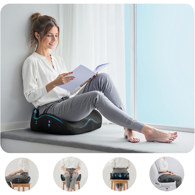 Memory Foam Seat Cushion for Office Chair Coccyx Support and Tailbone Relief