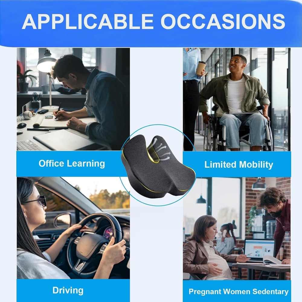 Memory Foam Seat Cushion for Office Chair Coccyx Support and Tailbone Relief