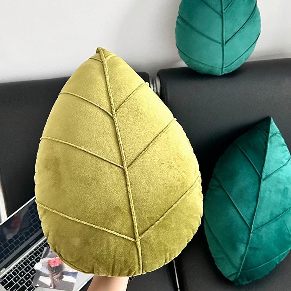 Leaf Shaped Pillow Nordic Decor Cushion For Sofa Minimalist Green Accent Pillow 1