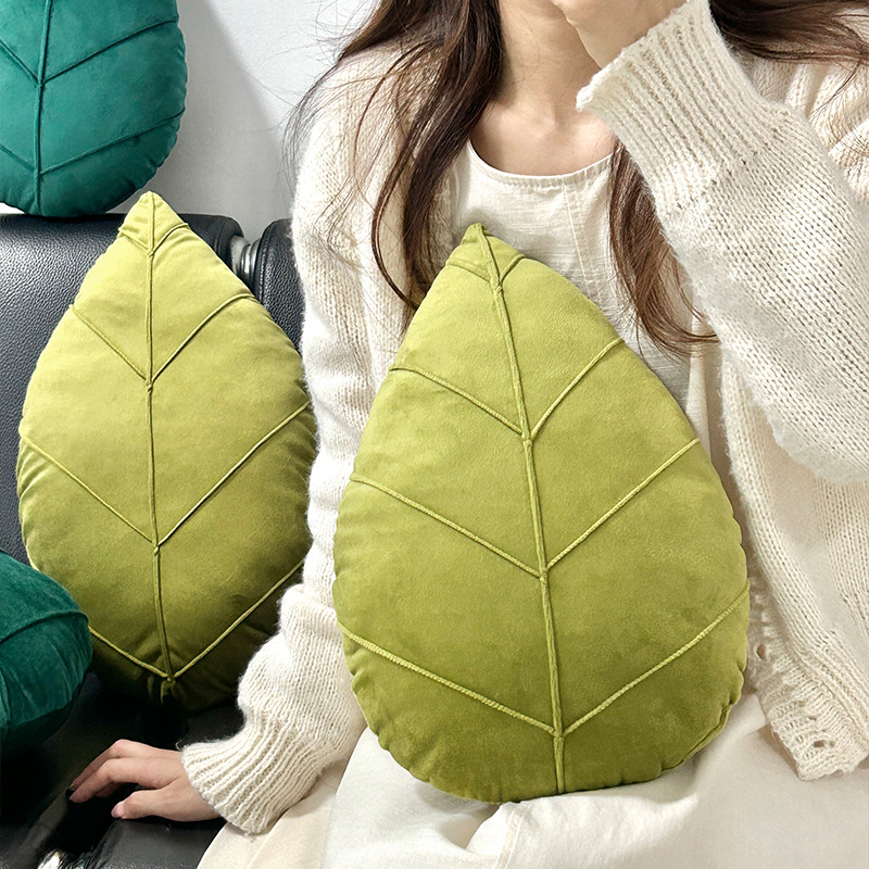 Leaf Shaped Pillow Nordic Decor Cushion For Sofa Minimalist Green Accent Pillow 2