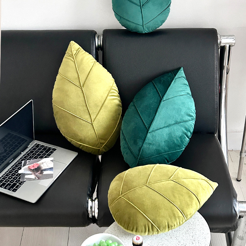 Leaf Shaped Pillow Nordic Decor Cushion For Sofa Minimalist Green Accent Pillow 3