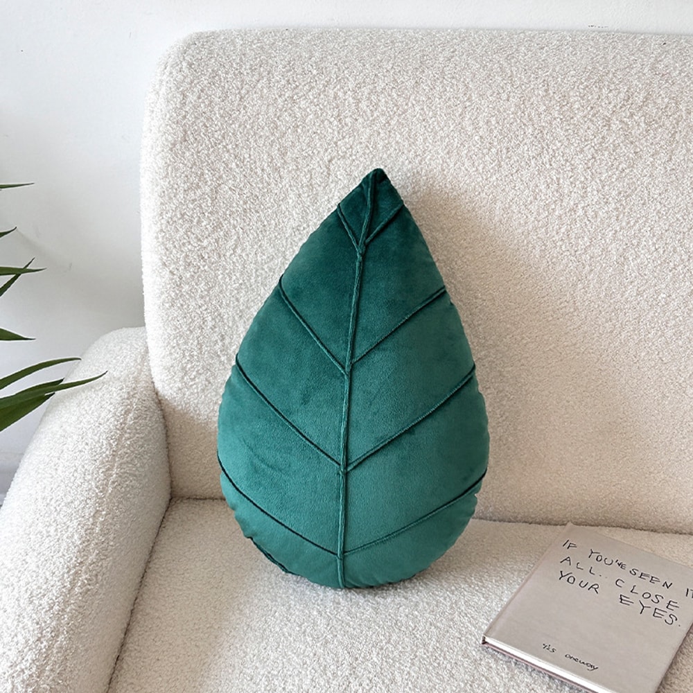Leaf Shaped Pillow Nordic Decor Cushion For Sofa Minimalist Green Accent Pillow 4
