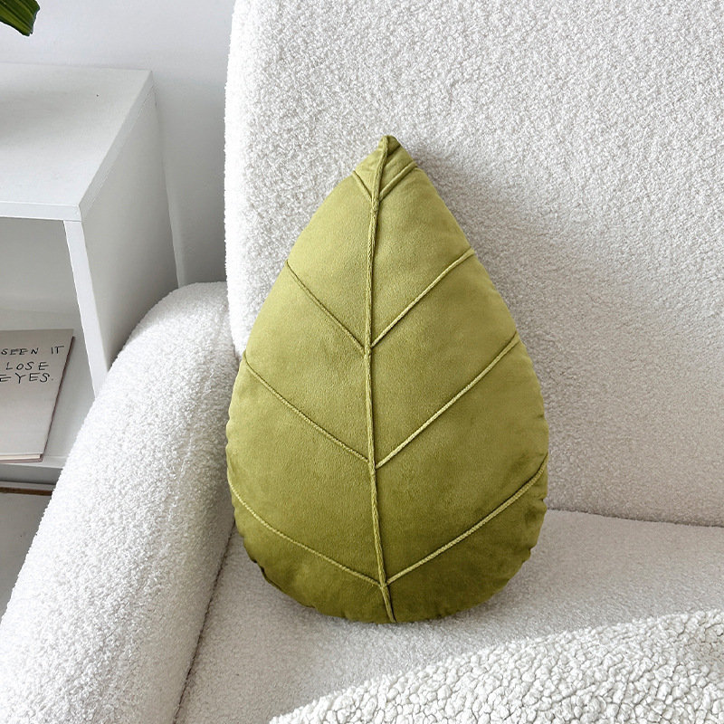 Leaf Shaped Pillow Nordic Decor Cushion For Sofa Minimalist Green Accent Pillow 5