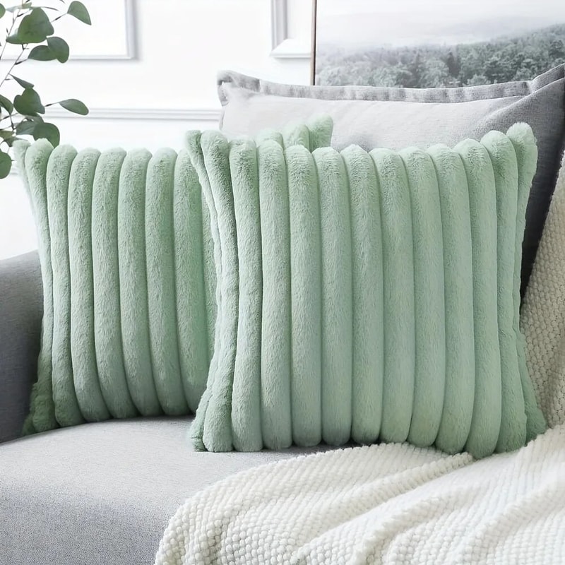 Corduroy Striped Pillow Cover Soft Decorative Throw Cushion for Sofa Bedroom Car