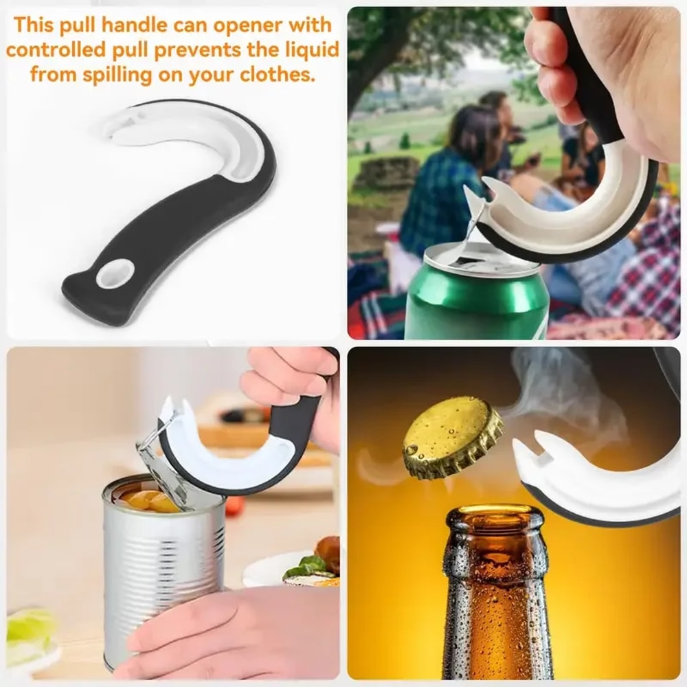 J Shaped Easy Grip Ring Pull Can Opener Non Slip Manual Lid Lifter For Arthritis 2